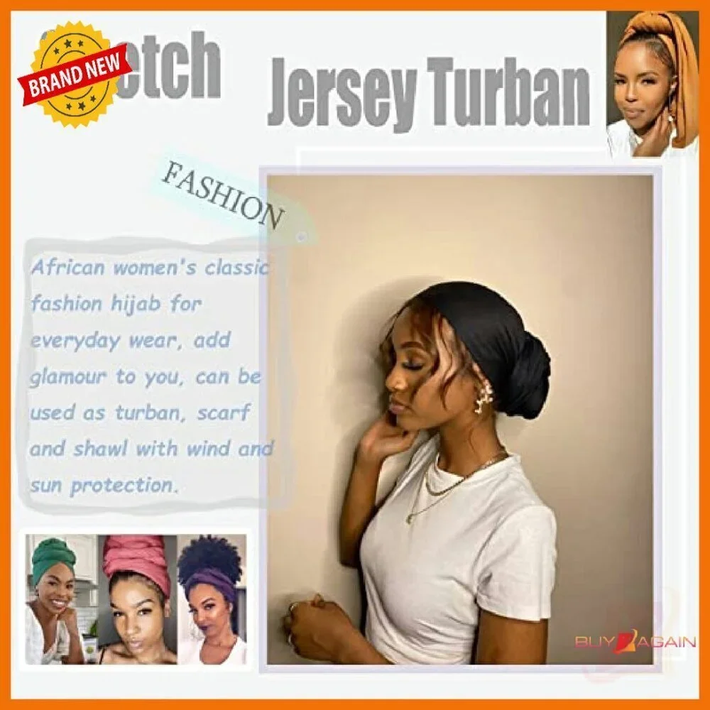 5-Piece Extra Long Stretch Jersey Hijab Scarf Set Soft Head Wraps